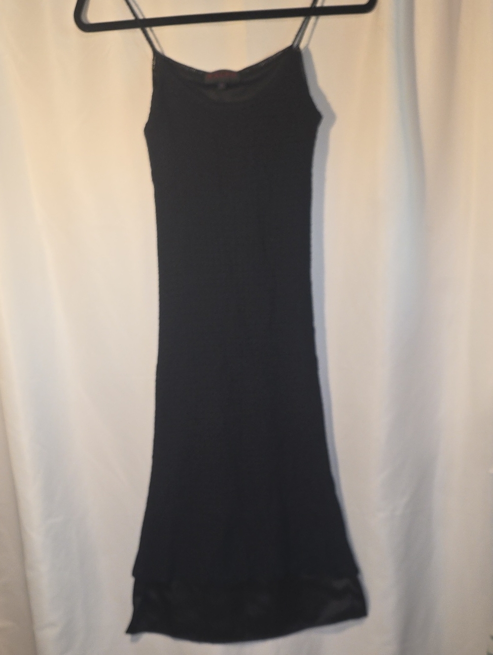 Ralph Lauren Hand Knit Bodicon Black Crochet Midi Dress Size S Vintage 90s